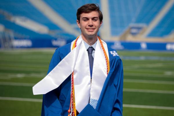 Asa O’Neal, from West Liberty, Kentucky, will graduate this weekend with degrees in mechanical engineering and physics. Mark Cornelison | UK Photo