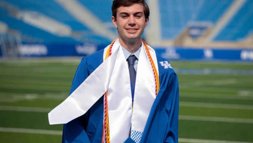 Asa O’Neal, from West Liberty, Kentucky, will graduate this weekend with degrees in mechanical engineering and physics. Mark Cornelison | UK Photo